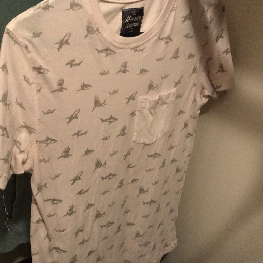 White shirt with grey sharks